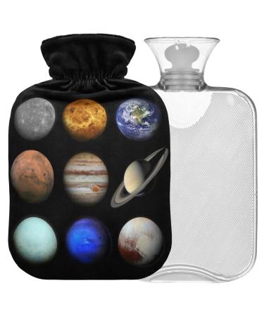 Naanle solar system Planet heat bottle with cover transparent hot water bottle 2l large hot hot water bottle for bed handfoots Warmer pain relief heat and cold therapy