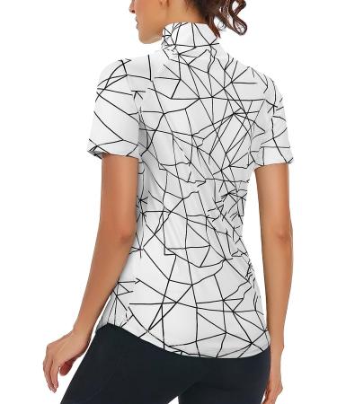 Zamowoty Women's Short Sleeve Golf Shirt - White | 1/4 Zip Loose Yoga Workout Top - Buy Online on GoSupps.com