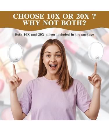 3.5 Inch Round 10X & 20X Magnifying Mirror for Makeup, Eyebrow Tweezing, Blackhead Removal - Includes 2 Suction Cups and Scissors (White) - Buy Online on GoSupps.com