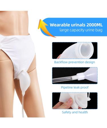 Wearable Urinal for Men | Reusable Silicone Urinals | Portable Urinary Drainage Bag System for Elderly & Bedridden Patients | 2000ml 1000ml 500ml - Buy Online on GoSupps.com