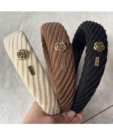 Padded Knitted Fashion Headbands for Women and Girls - Set of 3 | 30mm Wide Hairhoops Hair Accessories (Type B) - Buy Online on GoSupps.com
