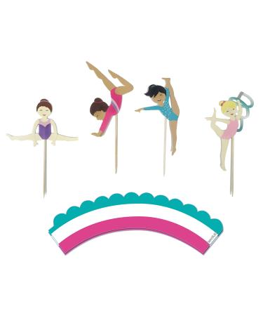 Gymnastics Party - Cupcake Toppers | Set of 12 | Gymnast Girls Cupcake Toppers | Food Pick