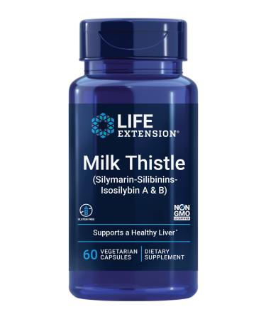 Life Extension Advanced Milk Thistle - Milk Thistle Extract Supplement - Silymarin Silibinins and Isosilybin A & B - For Liver Health Support and Detox - Gluten-Free Non-GMO - 60 Capsules Standard Packaging