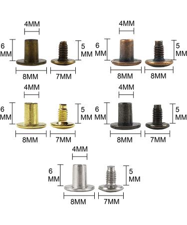 150 Sets Round Flat Head Chicago Screws Buttons Metal Studs Rivets for Leather Crafting 5/16 Inch - Mixed Box - Buy Online on GoSupps.com