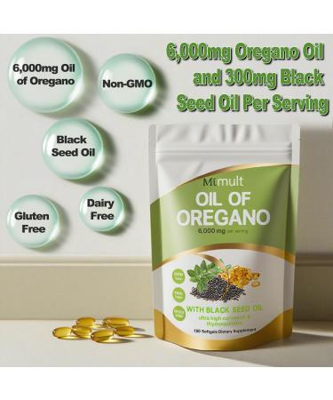 Mtmult Oil of Oregano with Black Seed Oil 6000mg & Moringa Aceite de Oregano Oil of Oregano Capsules Oregano Oil Pills Carvacrol-Rich Opaque Airtight Packaging 180 Softgels - Buy Online on GoSupps.com
