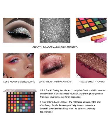 63 Colors Glitter Shimmer Matte Eyeshadow Palette for Older Eyes - High Pigment Eye Shadow Palette with Glitter Gel Glue - Matte Makeup Palette - 1 Count - Buy Online on GoSupps.com