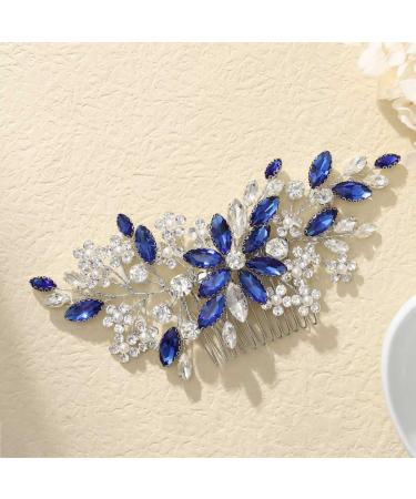 Catery Bride Wedding Hair Comb Blue Rhinestone Side Combs Bridal Hair Piece Headpiece Hair Accessories Headpiece for Women Pack of 1(Blue) - Buy Online on GoSupps.com