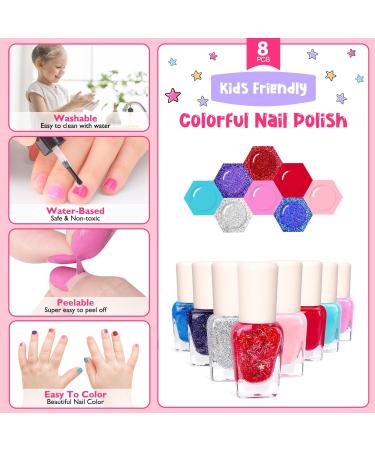 Kids Nail Polish Set | Non-Toxic Peel-Off Nail Art Kit with Dryer & Polish Pen | Perfect Birthday & Christmas Gift for Girls Ages 6-12 - Buy Online on GoSupps.com