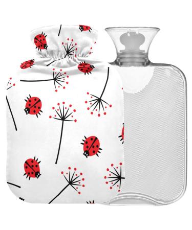 Naanle hot hot water bottle with the cover of ladybug Pustblume Transparent hot water bottle 2l large hot hot water bottle for menstrual cramps pain relief handfoot heat and cold therapy