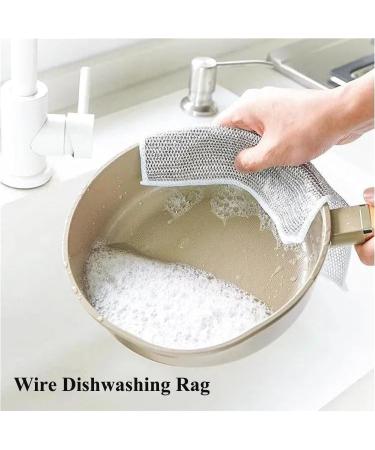 Multipurpose Wire Dishwashing Rags for Wet and Dry Multifunctional Non-Scratch Wire Dishcloth Double Stainless Steel Scrubber All-Purpose Wire Dishwashing Rag Remove Stubborn Stains (10pcs) - Buy Online on GoSupps.com