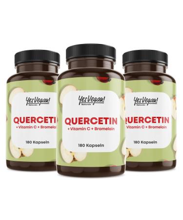 Quercetin high dose (180 capsules) with vitamin C and bromelain - Vegan 180 pieces (pack of 3)