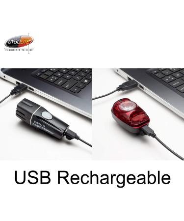Cygolite Streak 450 Lumen Headlight & Hotshot SL 50 Lumen Tail Light Combo Set - USB Rechargeable Bike Lights - Buy Online on GoSupps.com