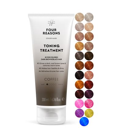 Four Reasons Color Mask - Coffee - (27 Colors) Toning Treatment Color Depositing Conditioner Tone & Enhance Color-Treated Hair - Semi Permanent Hair Dye Vegan and Cruelty-Free 6.76 fl oz