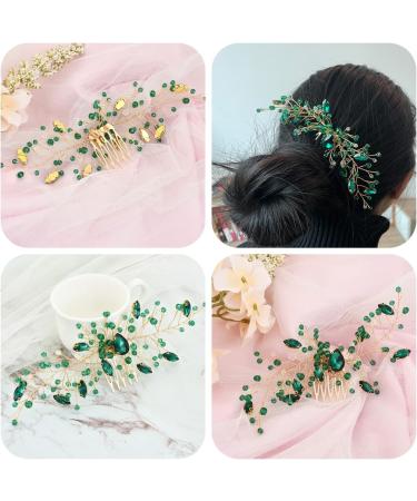 Hicollie Bridal Hair Comb Wedding Hair Clips Womens Hair Accessories Green Hair Accessories Green Crystal Hair Vine Comb Wedding Hair Accessory for Bride Bridesmaid Girls - Buy Online on GoSupps.com