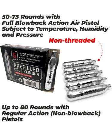 Hawki CO2 12g Cartridges for Air Guns, BB Guns, Airsoft & Paintball - 50 Pack - Buy Online on GoSupps.com
