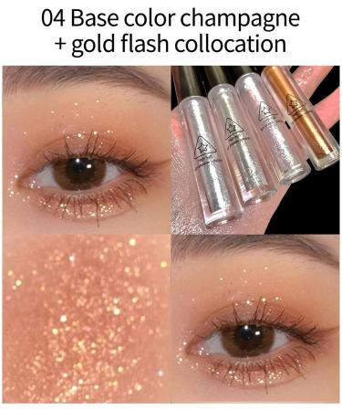 Liquid Shimmer Eyeshadow | Eye Shadow Eye Makeup Brilliant Gel Highlighter Shimmer Shadow Brighten Eyes Make Up 04# - Buy Online on GoSupps.com