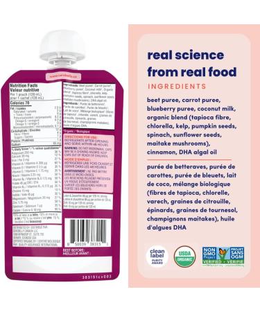 Cerebelly Organic Baby Food Pouches Beet Carrot Blueberry (4 Ounce 6 Count) Toddler Snacks - 16 Nutrients from Superfoods - Healthy Snacks Gluten-Free Ingredients BPA-Free No Added Sugar Beet Carrot Blueberry 4 Ounce (Pack of 6) - Buy Online on GoSupps.com