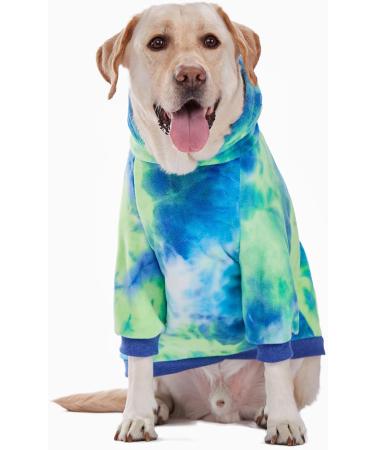 BT Bear Dog Hoodie - Tie-dyed Fleece Pet Sweatshirt for Medium Large Dogs (5XL Blue/Green) - Buy Online on GoSupps.com