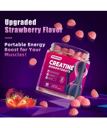 Creatine Gummies 5000mg Monohydrate Creatine with Folic Acid & Vitamin B12 Vegan Strawberry Flavor Helps Shape Booty & Tone Glutes and Legs Boosts Energy and Endurance 120 Count - Buy Online on GoSupps.com