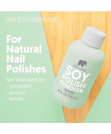 ella+mila Soy Non-Acetone Nail Polish Remover - Non-Toxic, Unscented Formula Enriched with Vitamins A, C & E - 4 fl oz - Buy Online on GoSupps.com