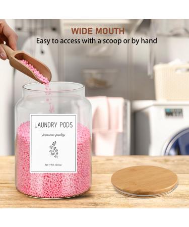Laundry Pods Container with 1 Scoop & 12 Labels for Laundry Room Organization 2 Pack 120OZ Glass Laundry Containers for Laundry Detergent Pods Powder Dryer balls Scent Boosters - Buy Online on GoSupps.com