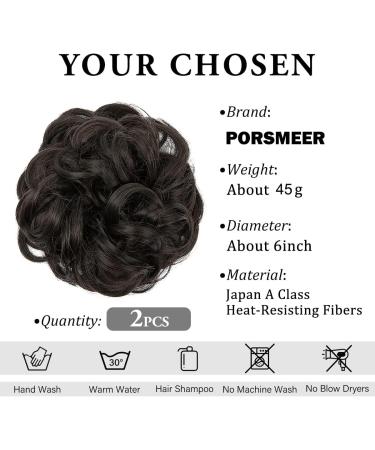 2PCS Curly Wavy Messy Hair Bun Extensions for Women Girls - Natural Black 2 - Buy Online on GoSupps.com