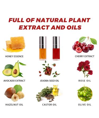 Lip Glow Oil Set 2 Pcs - Plumping, Hydrating, Non-Sticky Lip Gloss Oil - Nourishing Tinted Lip Balm - Soothes Dry Lips - Honey & Cherry Tint - Buy Online on GoSupps.com