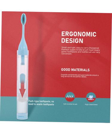 Mobestech Portable Foldable Toothbrush Set - 4 Pack with Sensitive Toothpaste for Adults & Braces - Travel-Friendly Gift in Blue - Buy Online on GoSupps.com