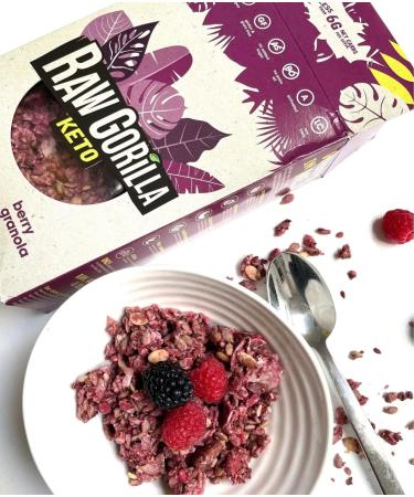 Raw Gorilla Keto Berry Granola Breakfast 6Pack 6 x 250g Vegan Organic No added sugar Gluten Free Low carb Weight Loss Ideal for diabetics - Buy Online on GoSupps.com