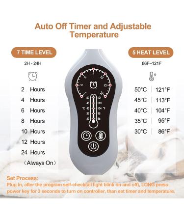 Adjustable Pet Heating Pad | Timer & Chew Resistant Cord | Waterproof Blanket for Cats & Dogs | 15X18 Beige - Buy Online on GoSupps.com