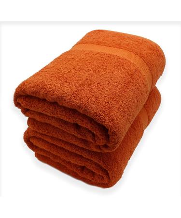 HURBANE HOME Pure Cotton Beach Towels 2 Piece - 35" x 70" Prewashed Soft Peshtamal Bath Towels - Large Bathroom Towels, Oversized Durable Light Travel Towels, Super Absorbent - Burnt Orange