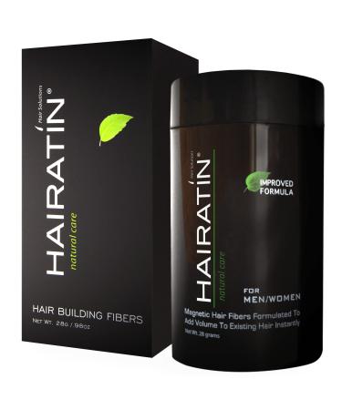HAIRATIN Building Fibers for Thinning Hair  Black  28G - Achieve Fuller  Natural Looking Results  Instantly Conceals Hair Loss in 10 Seconds  Thickener & Bald Spot Cover Up for Men & Women