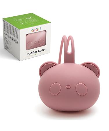 Gigi Kids - silicone pacifier box - Storage pacifier holder for up to 2 pacifiers high -quality baby & toddlers accessories 100% food -safe silicone dishwasher -proof dark pink