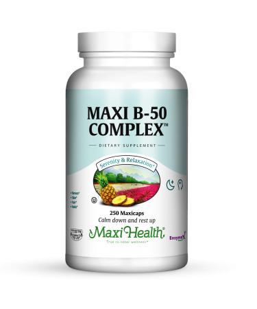 Maxi-Health Vitamin B-50 Complex - with Inositol & Biotin - Stress Formula - 250 Capsules - Kosher