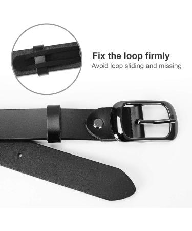 Werforu Women's Black Leather Belt | Plus Size 46-50 | Polished Gun Color Buckle | Jeans Pants Suit - Buy Online on GoSupps.com