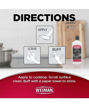 Weiman Cooktop Cleaner Kit - Glass Stove Top Polish 10 oz with Scrubbing Pad & Razor Scraper - Buy Online on GoSupps.com