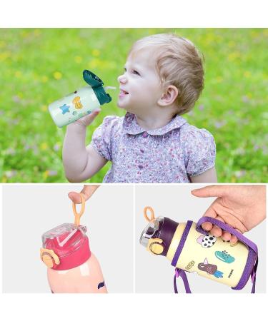 Kids Insulated 20oz Yellow Water Bottle with Straw Lid - Stainless Steel, Two Lids, Cover, and Strap - Buy Online on GoSupps.com