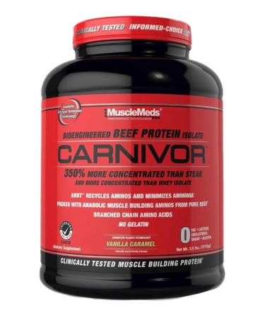 Carnivor Beef Protein Powder | Animal Based 100% Hydrolyzed Beef Protein Isolate | 23g Protein Sugar Free Fat Free Dairy Free Lactose Free Cholesterol Free | 56 Servings 4LB (Vanilla Caramel)