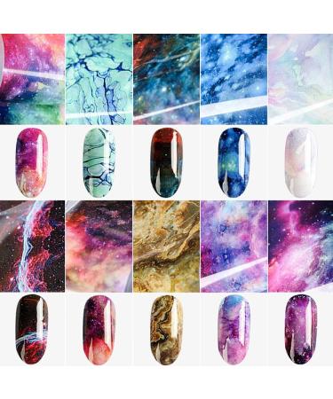 30 Colors Nail Foil Transfer Sticker Kalolary Big Size Holographic Flower Starry Sky Metallic Nail Art Stickers Tips Wraps Foil Transfer Adhesive Glitters DIY Nail Decoration(10 rolls each box.) - Buy Online on GoSupps.com