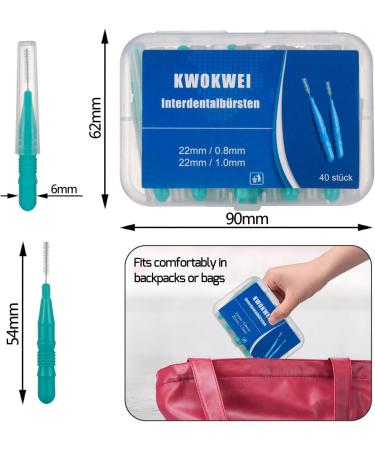 Kwokwei Interdental Brushes - 80 Hygienic Brushes with Protective Caps & Fluoride Coating Optimal 0.8mm & 1.0mm Wire - Ideal for Effective Oral Care - Buy Online on GoSupps.com