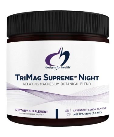 Designs for Health TriMag Supreme Powder Night - 300mg Magnesium Drink Supplement with Tart Cherry for Calm and Sleep - Lavender Lemon Flavor (30 Servings / 180g)
