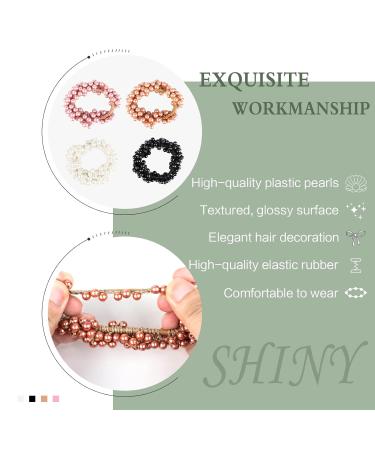 8-Piece Pearl Hair Tie Set | Stylish Elastic Scrunchies for Women | Black Purple Light Orange White | Perfect for Ponytails & Braids - Buy Online on GoSupps.com