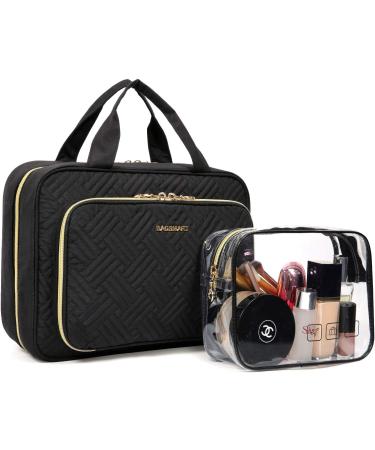 BAGSMART Hanging Toiletry Travel Organizer with TSA Approved Transparent Cosmetic Bag - Medium-Black - Buy Online on GoSupps.com