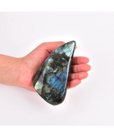 JIC Gem Labradorite Palm Stone Crystal,100% Natural and Handcrafted, Irregular Polished Healing Crystal Gemstones,Worry Stone with Healing & Calming Effects (0.5-0.8 Lb) Class2 Fully Polished Labradorite 0.5-0.8lb