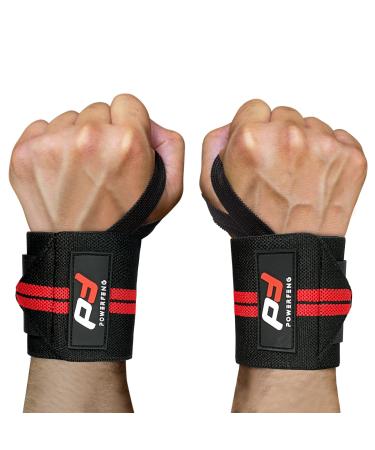 Wrist Wraps Support Weight Lifting: Weightlifting Crossfit Wrist Wraps Powerlifting Strength - Gym Benching Wrist Wrap Powerlifting for Men & Women - Wrist Wraps for Bodybuilding (18inch, Red Stripes) 18inch Red Stripes