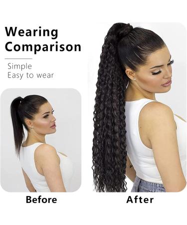 Ponytail Extension 24/30inch Long Kinky Curly Ponytail Extensions Synthetic Drawstring Curly Hair Extension Ponytails Clip in Natural Hair Ponytail Extensions for Women Ponytail Hair Extension (Color 30inch 4 - Buy Online on GoSupps.com