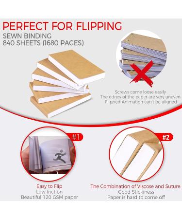 14 Pack Blank Flipbooks - 840 Sheets (1680 Pages) for Animation & Sketching | 120GSM No Bleed Drawing Paper - Sewn Binding | 4.5 x 2.5 - Buy Online on GoSupps.com