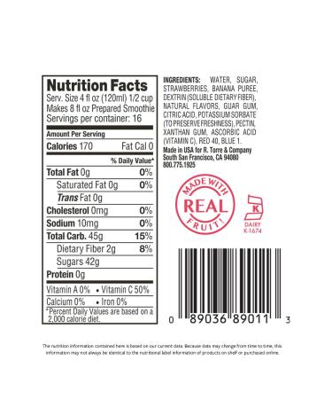 Torani Real Fruit Smoothie Mix Strawberry Banana 64oz - Pack of 1 - Buy Online on GoSupps.com