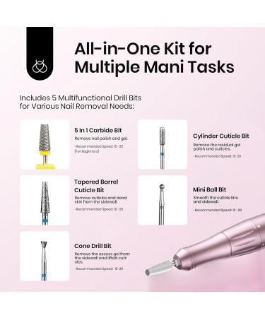 Beetles Cordless Electric Nail Drill - 20 Speeds Long Battery Life | Professional Manicure & Pedicure Tool in Rose Gold - Buy Online on GoSupps.com