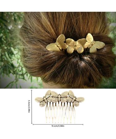 6 Vintage Hair Side Combs for Women | Decorative Retro Gold Pearl Rhinestone Hair Clips | Crystal Bride Accessories - Buy Online on GoSupps.com